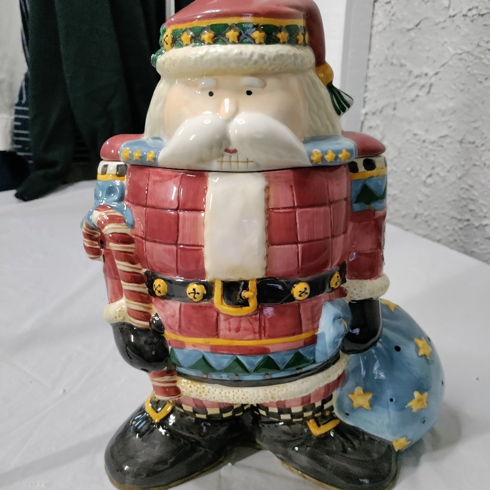 Sakura Debbie Mumm Nutcracker Santa Cookie Jar Multicolored